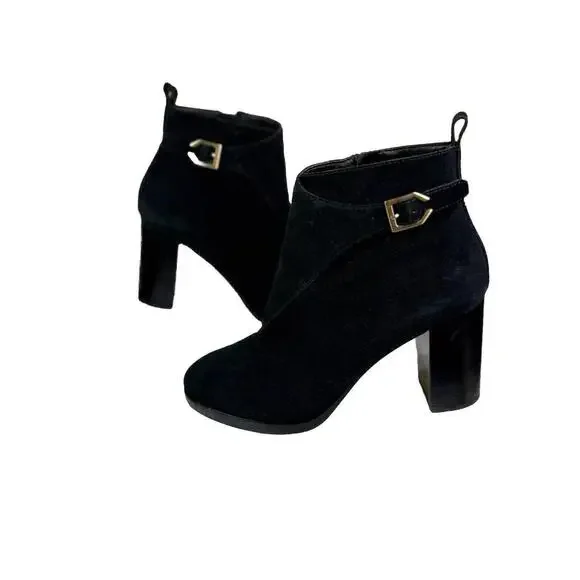 Cole Haan Women Harrington Grand Suede Size 9B Black Bootie - Picture 1 of 9